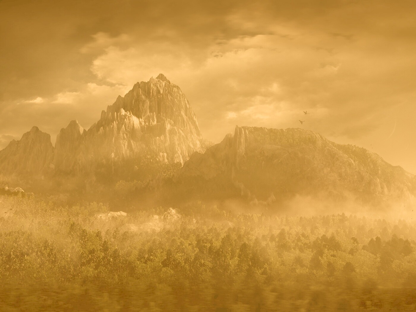 Горы посреди джунглей обои