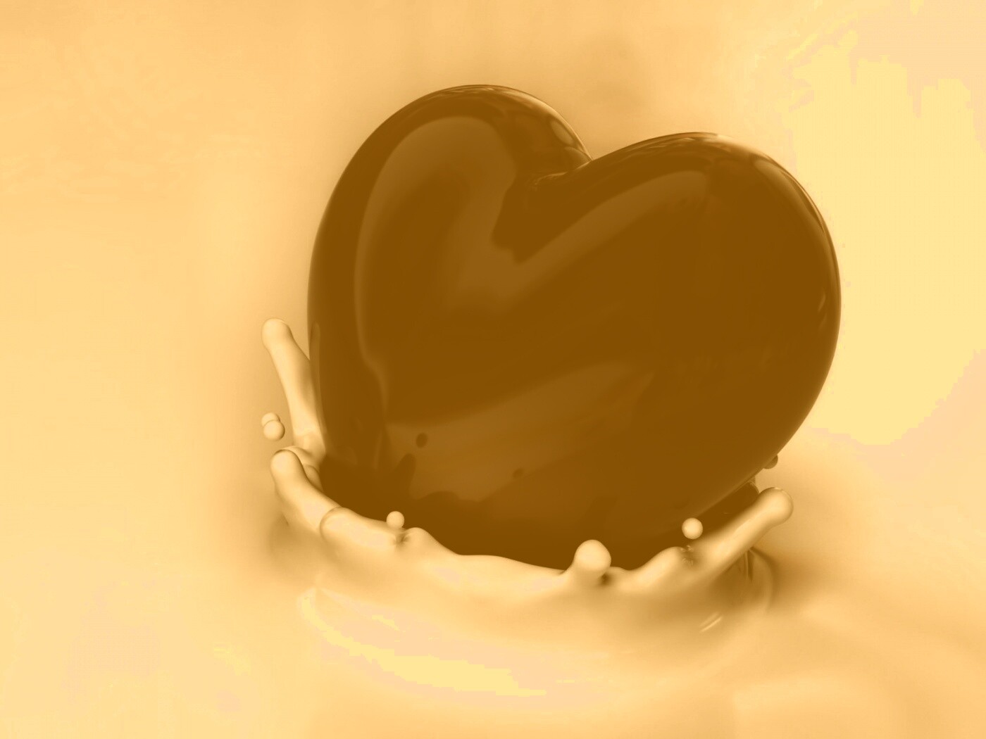 Шоколадное сердце в молоке обои