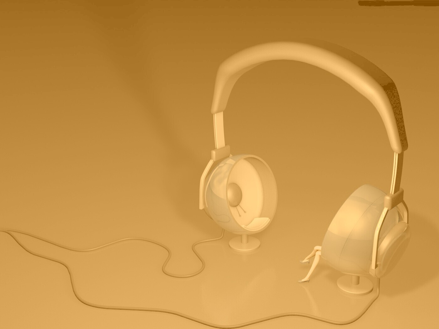 Девушка в наушниках обои