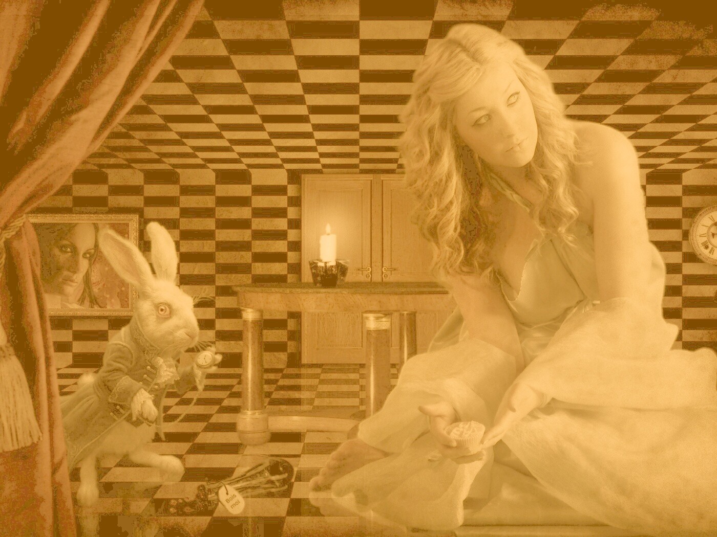 Алиса и белый кролик обои