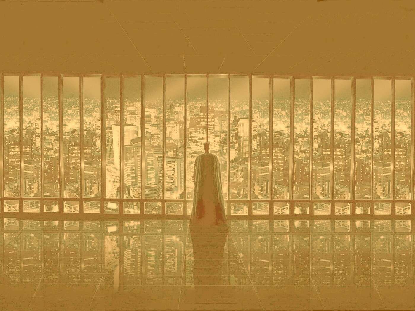 Бэтмен  смотрит на Готем обои