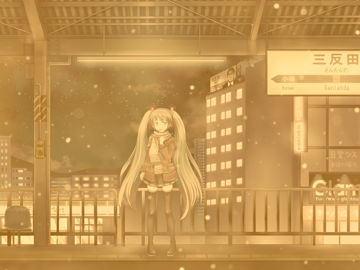 Девочка на остановке обои