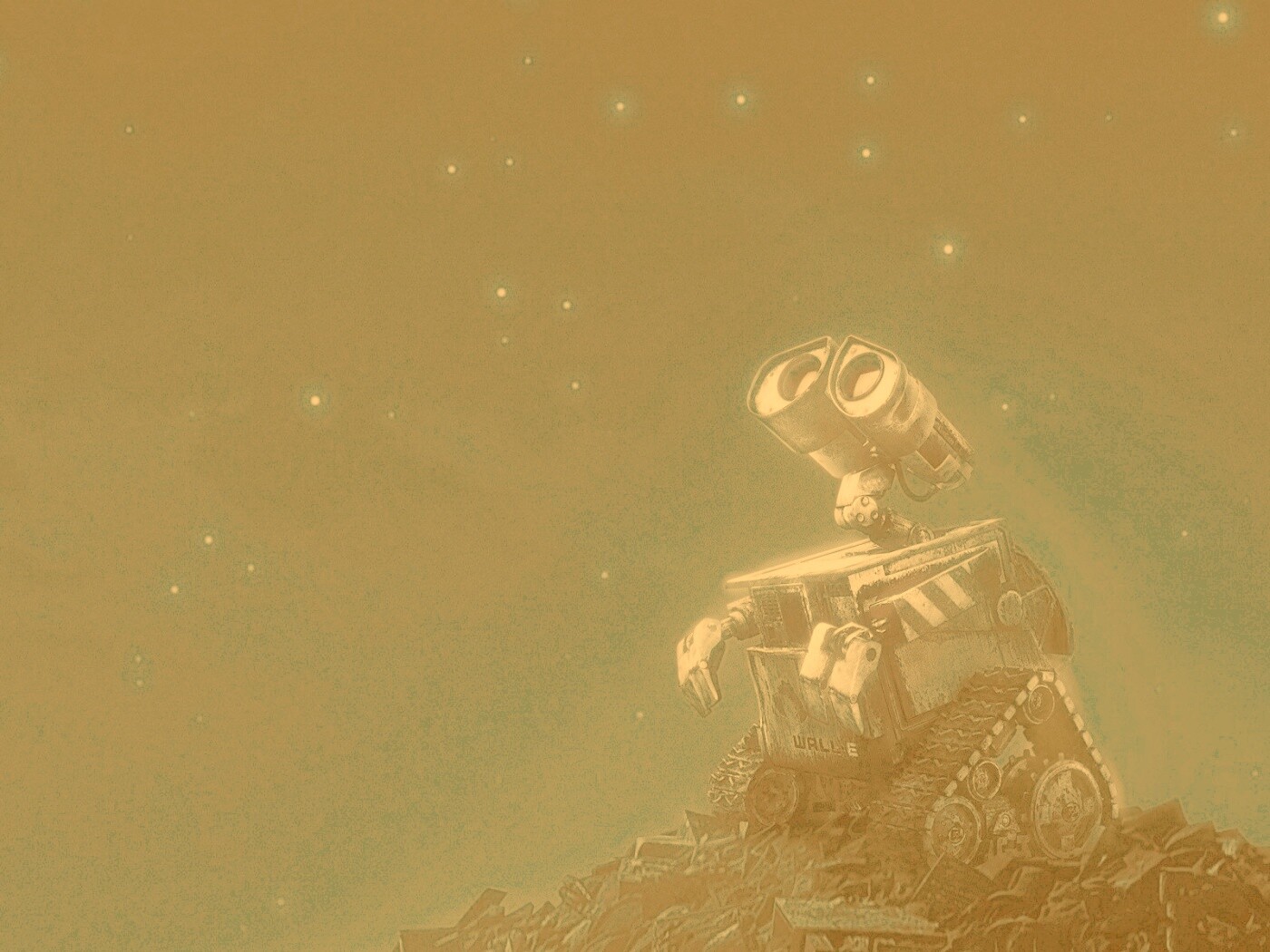 Валли смотрит на звезды обои