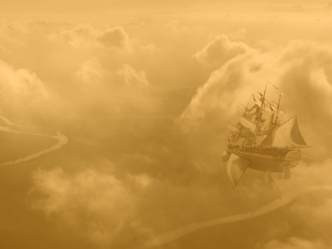 Летающий корабль обои