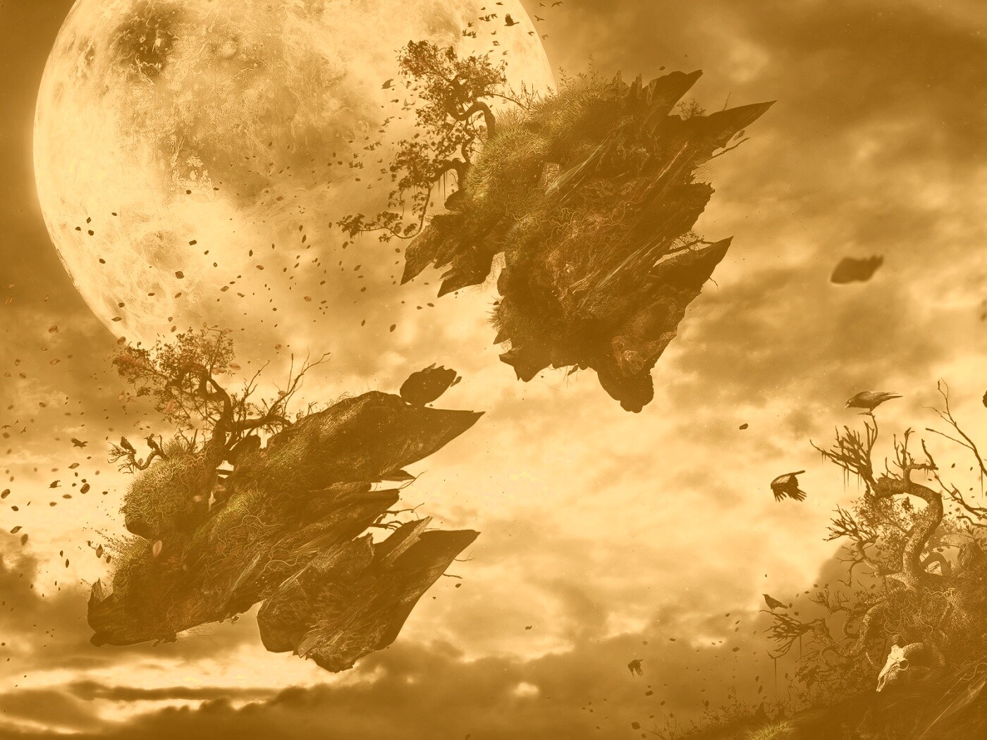 Летящие куски земли обои