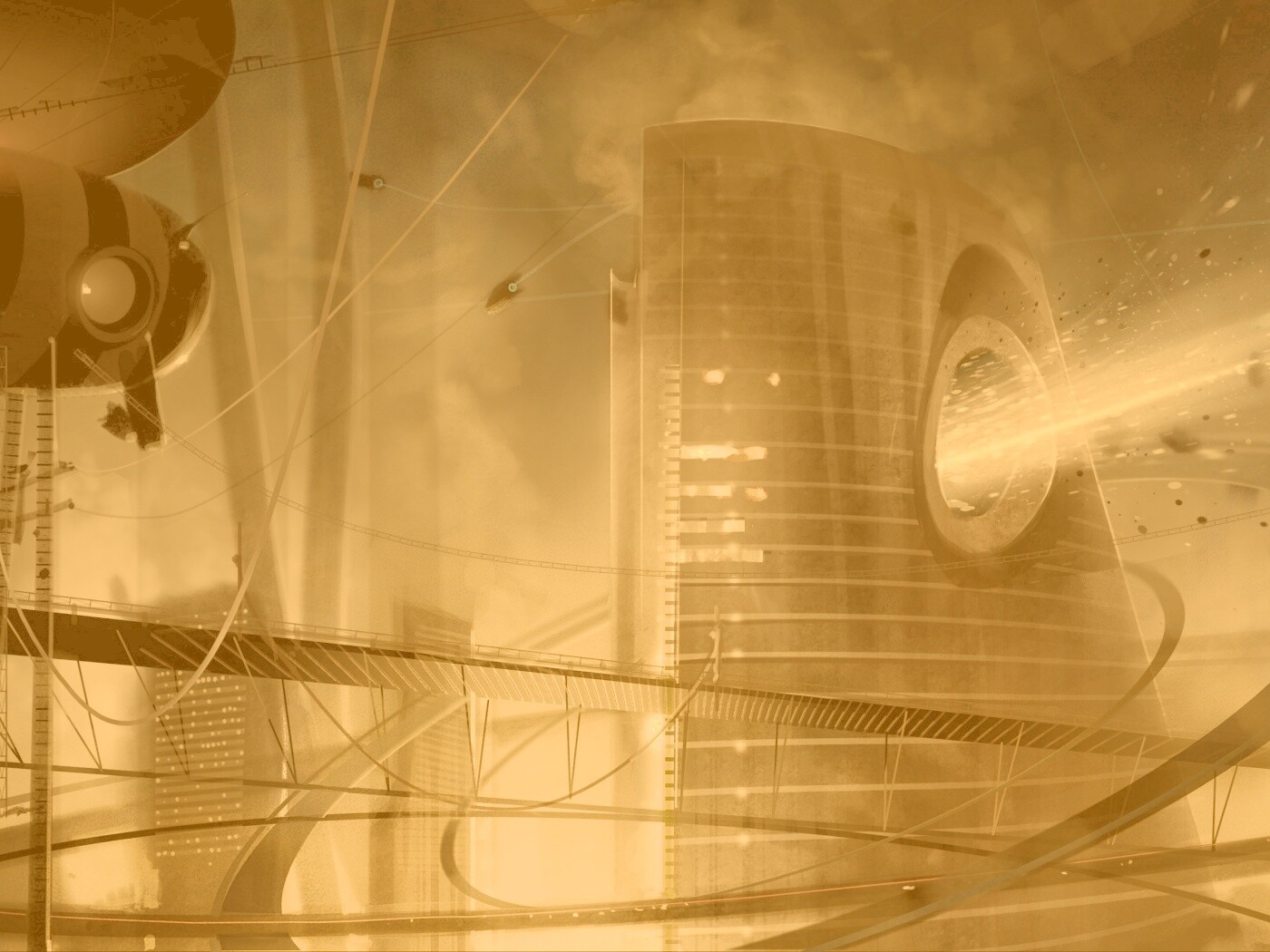 Выброс в городе будущего обои