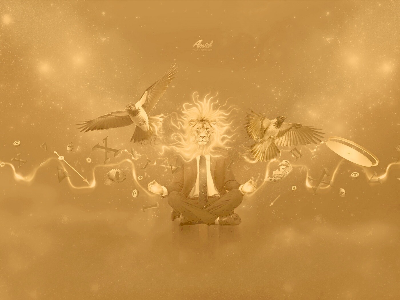 Мужчина с головой льва обои