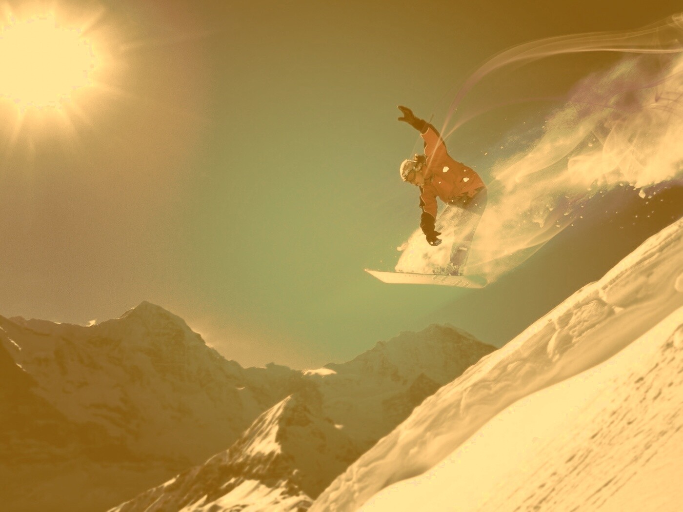 Сноубордист в прыжке обои