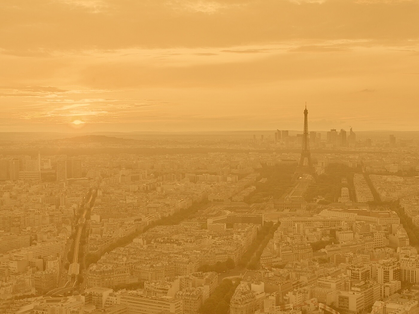 Вид на вечерний Париж обои