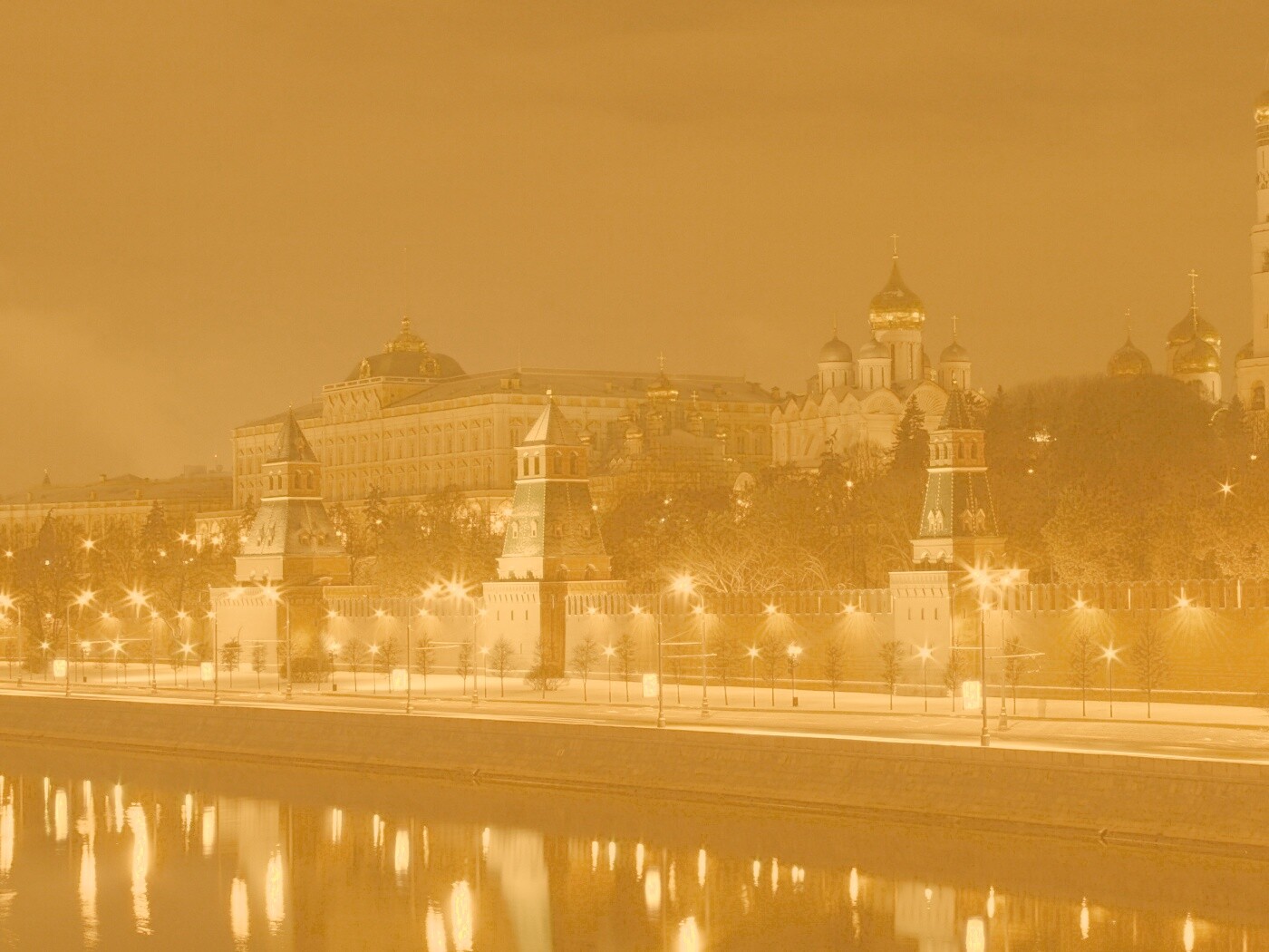 Ночной Кремль обои