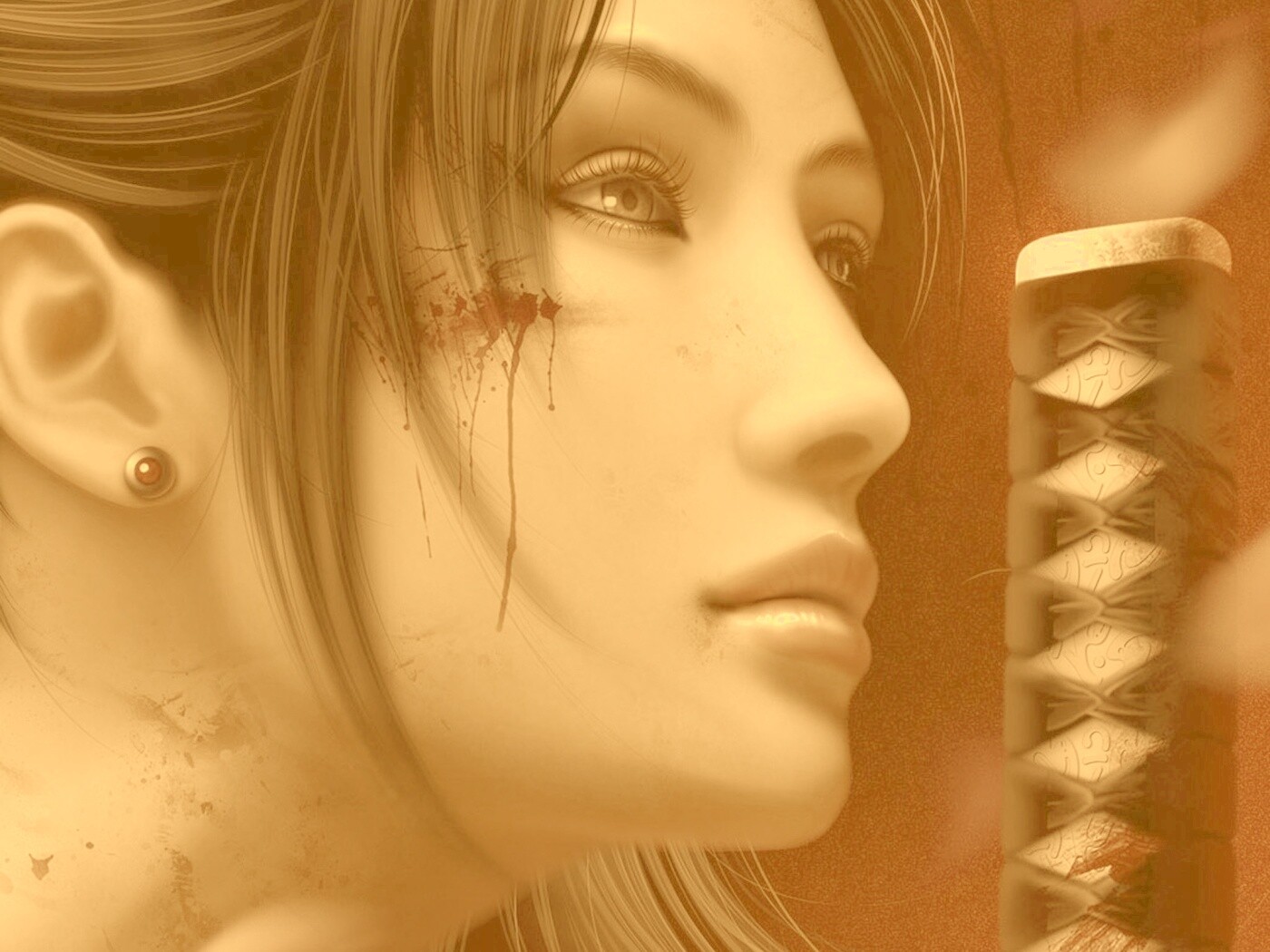 Японка с катаной обои