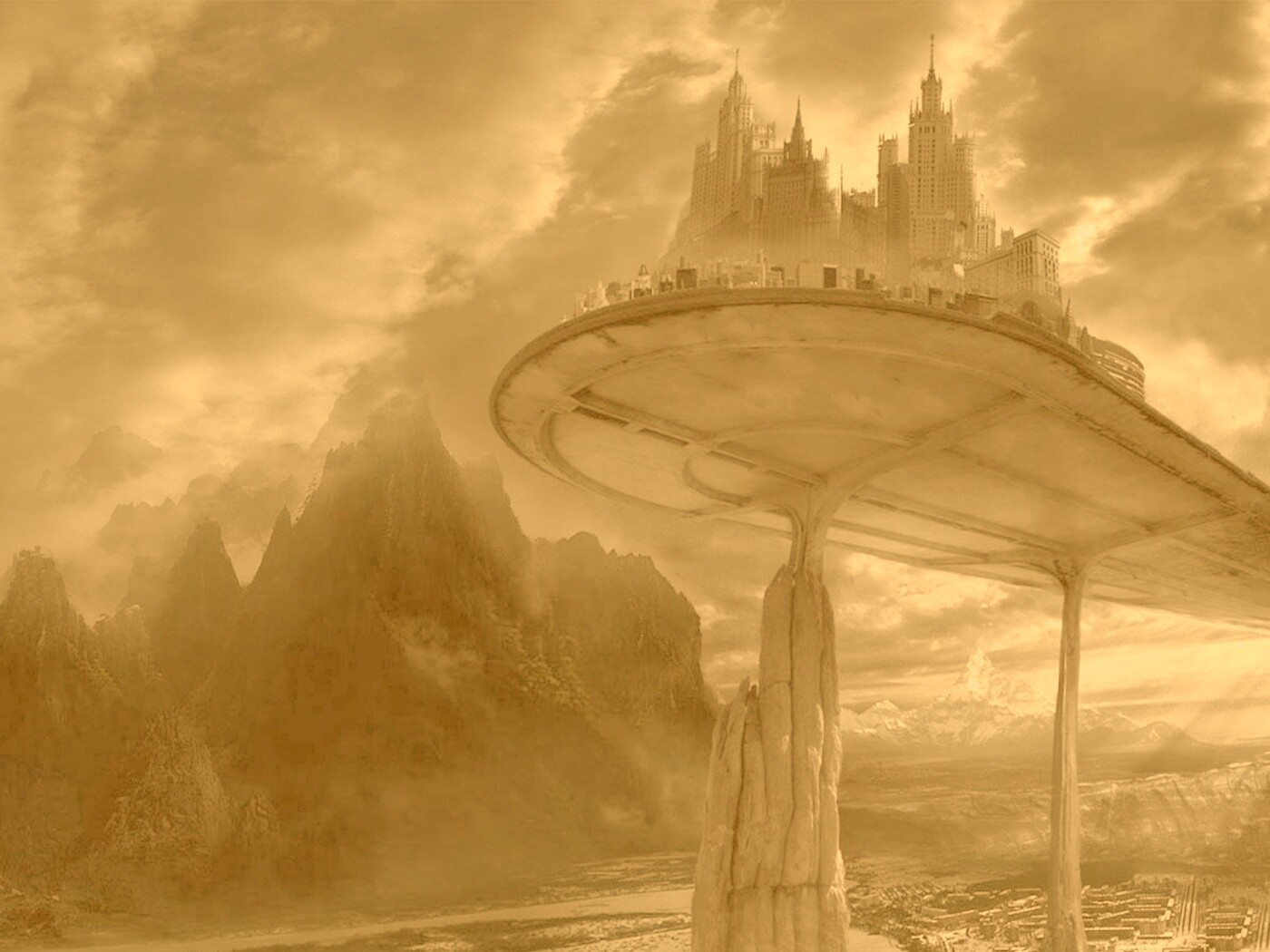 Город на вершине скал обои