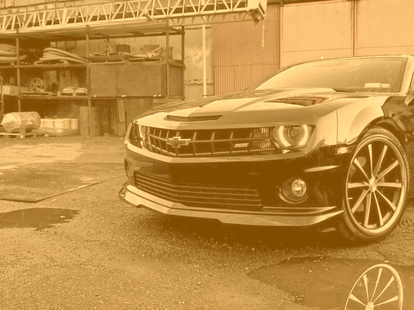 Черный шевроле камаро SS обои