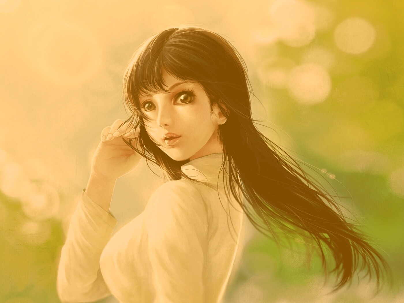 Девушка вполоборота обои