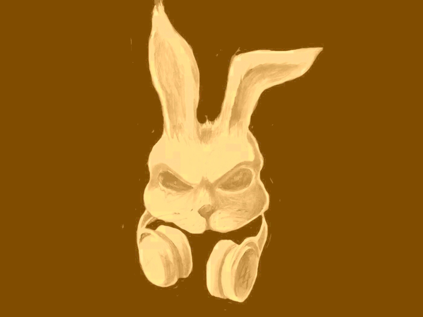 Кролик в наушниках обои