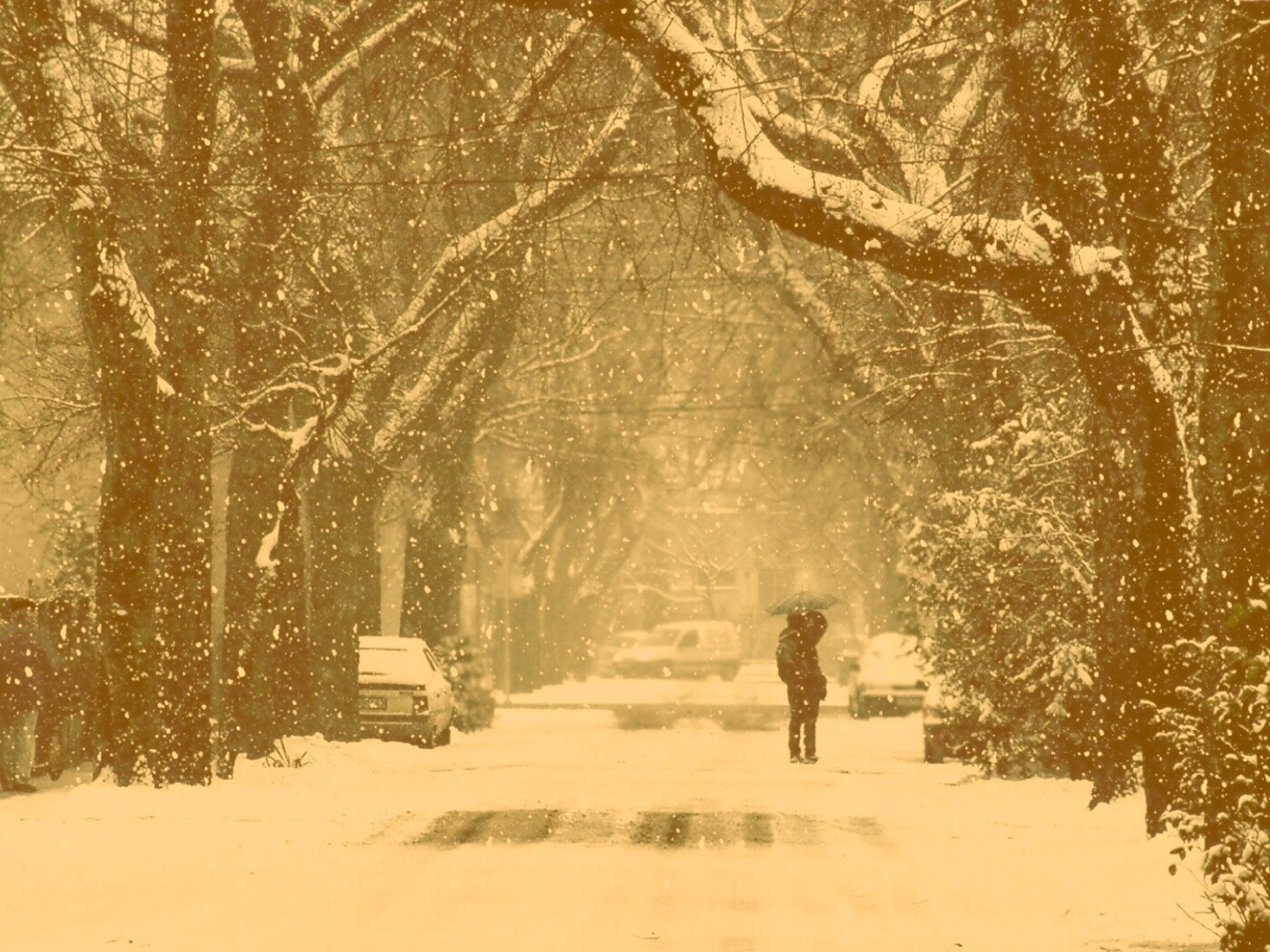 Зимняя улица обои