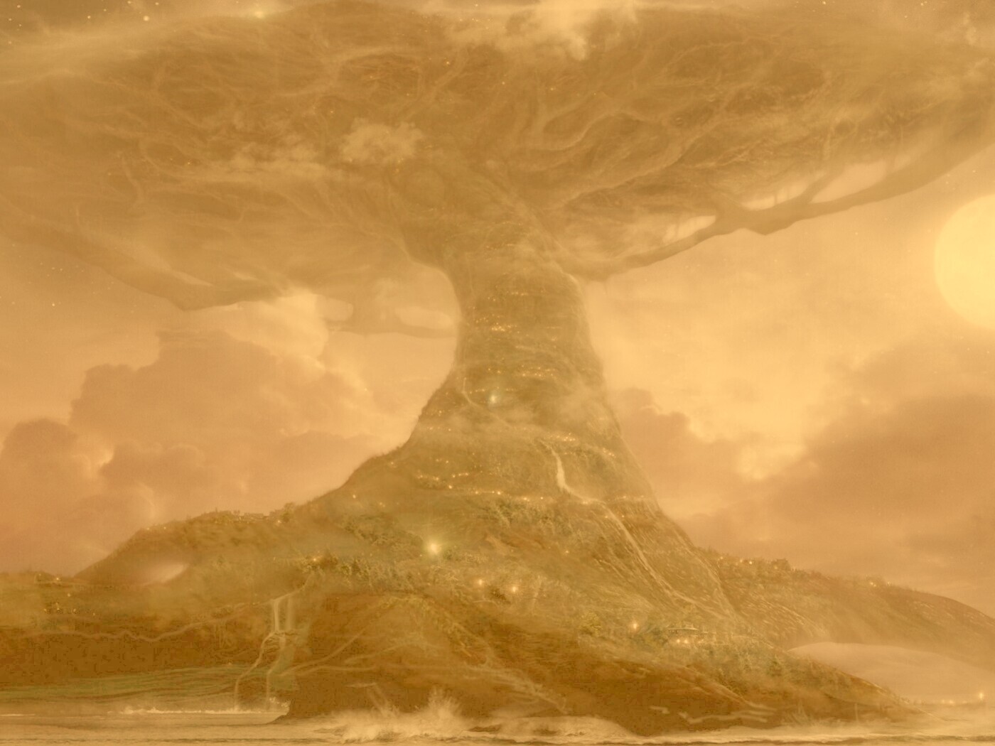 Дерево-город обои