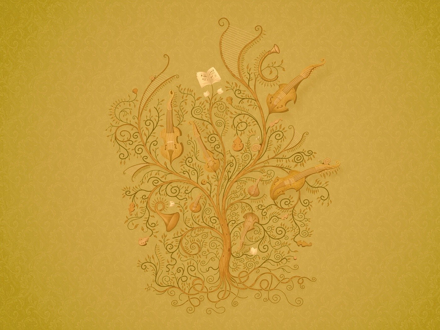 Музыкальное дерево обои
