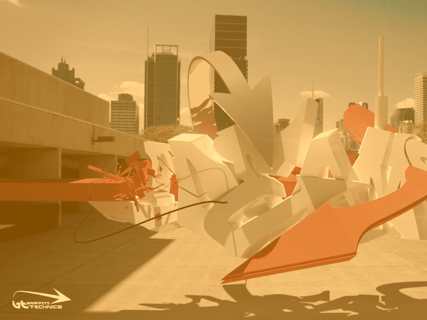 Трехмерное граффити обои