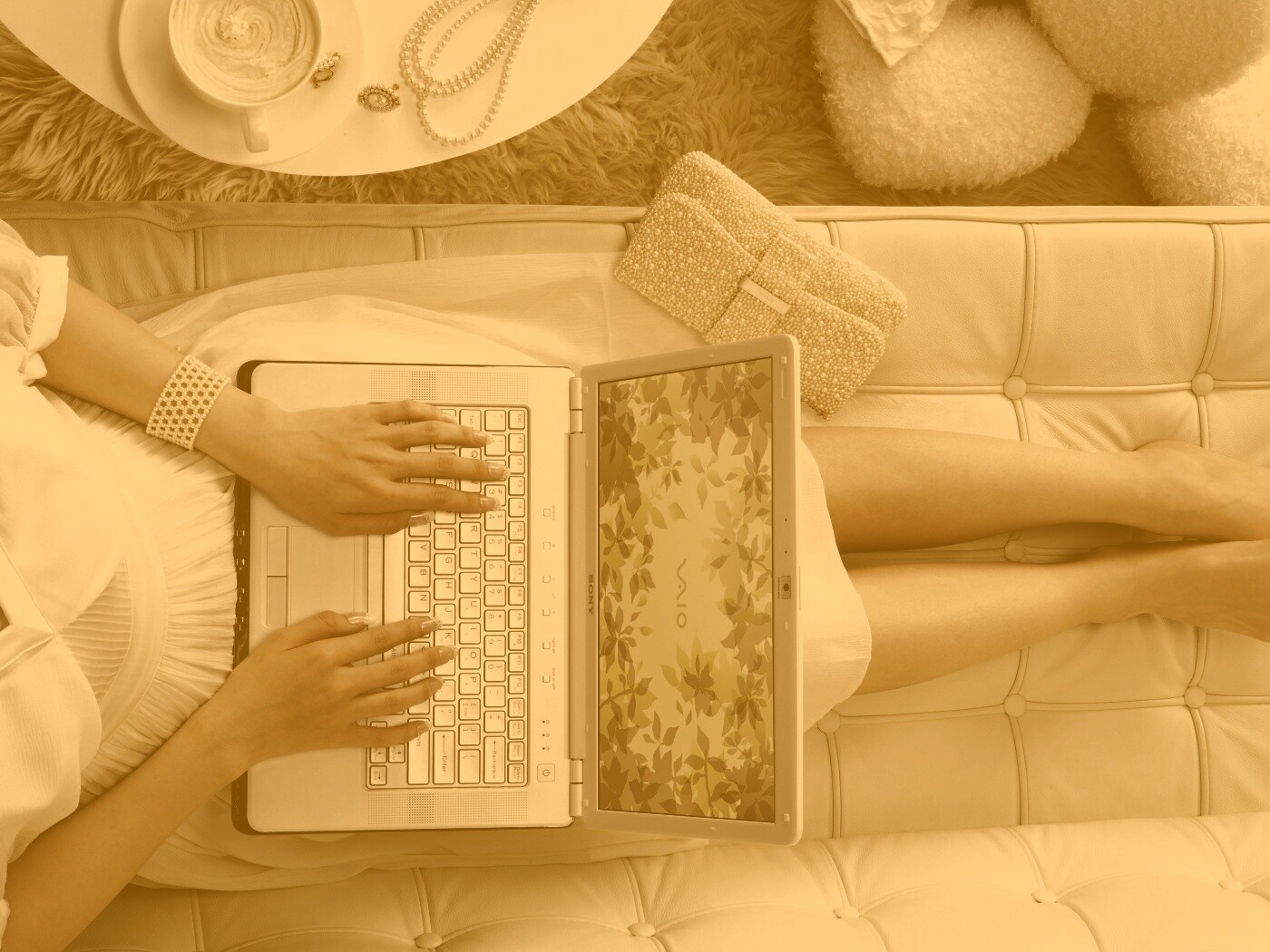 Девушка с ноутбуком vaio обои