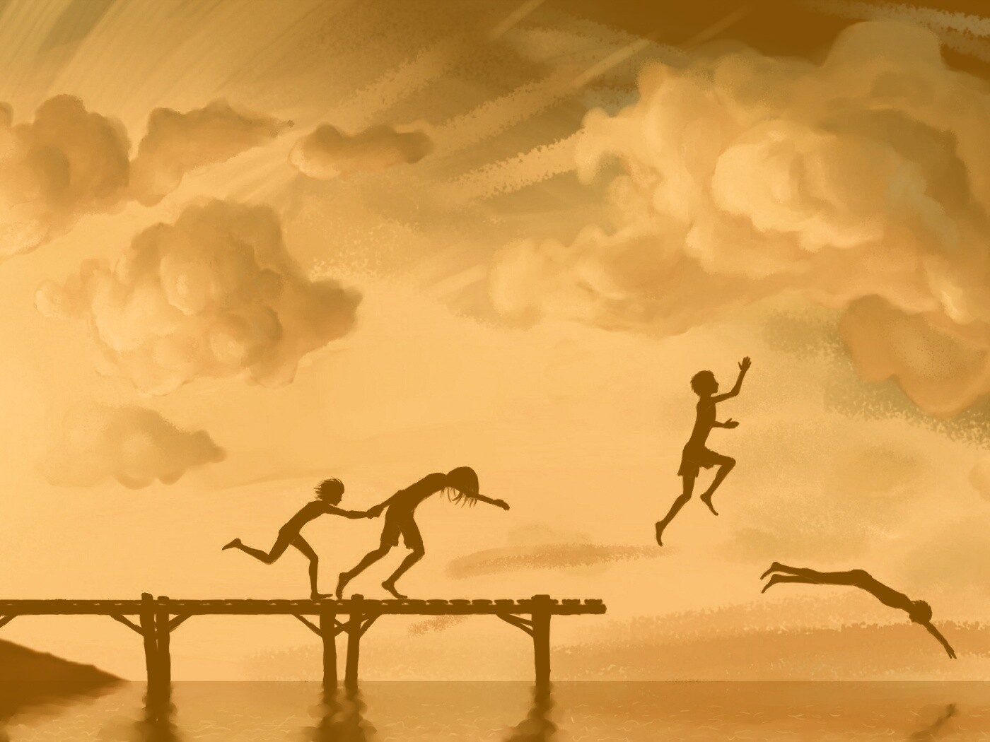 Прыжки с причала обои