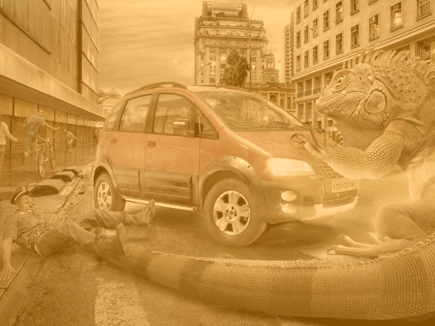 Ящерица в городе обои