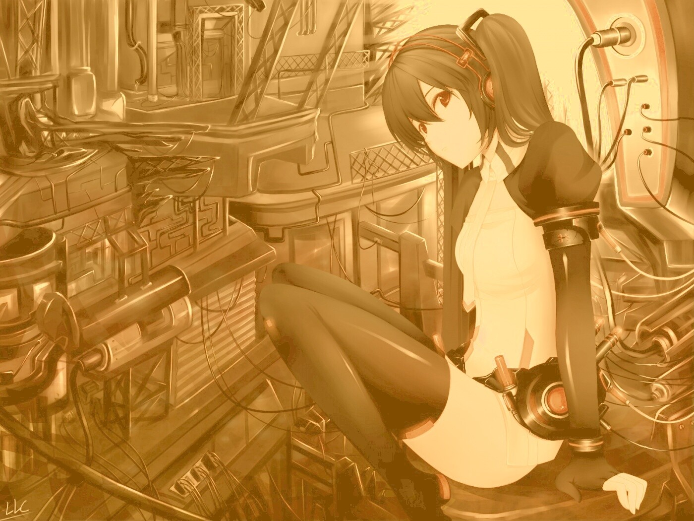 Девушка в наушниках обои