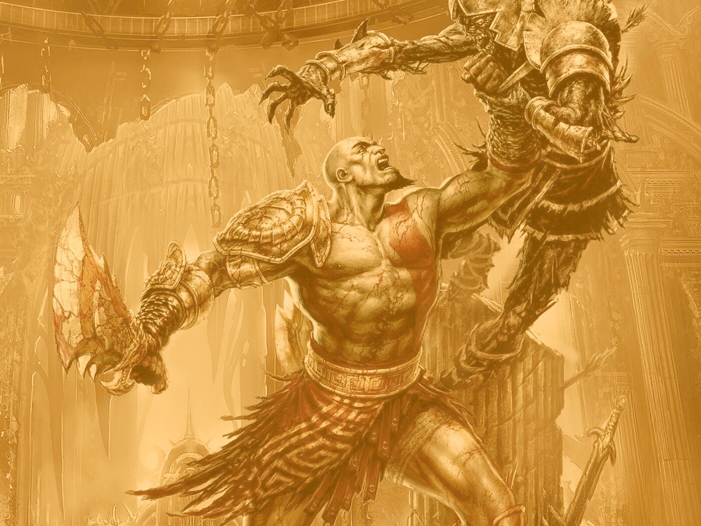 Кратос с мечем обои