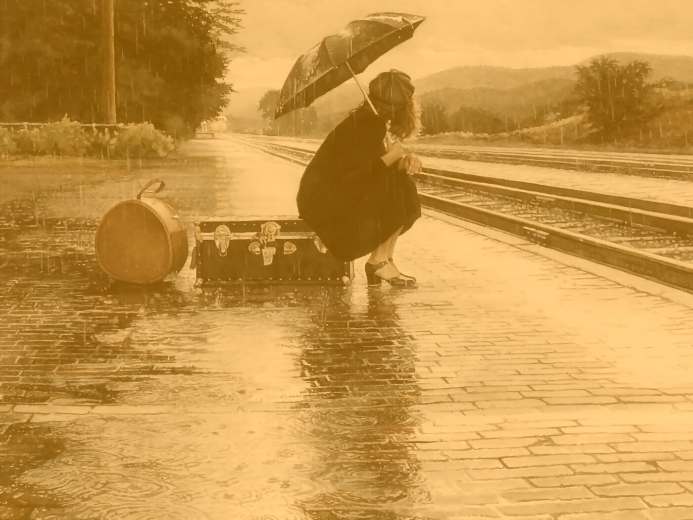 В ожидании поезда обои