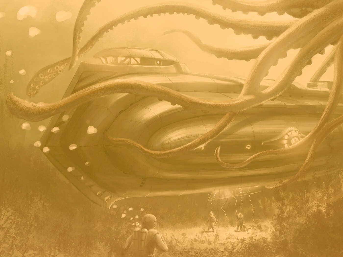 Наутилус в плену щупалец обои