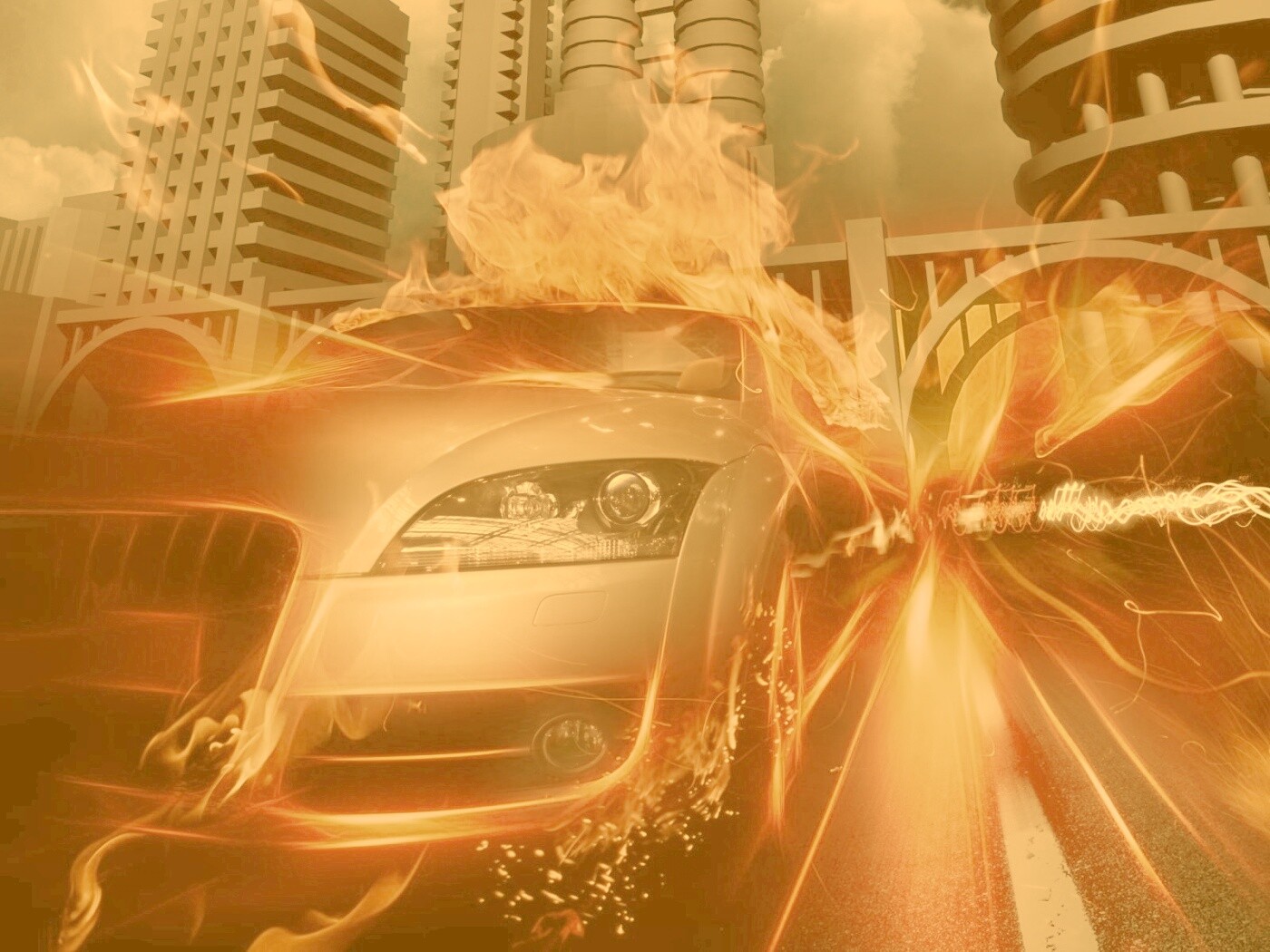 Ауди в огне обои