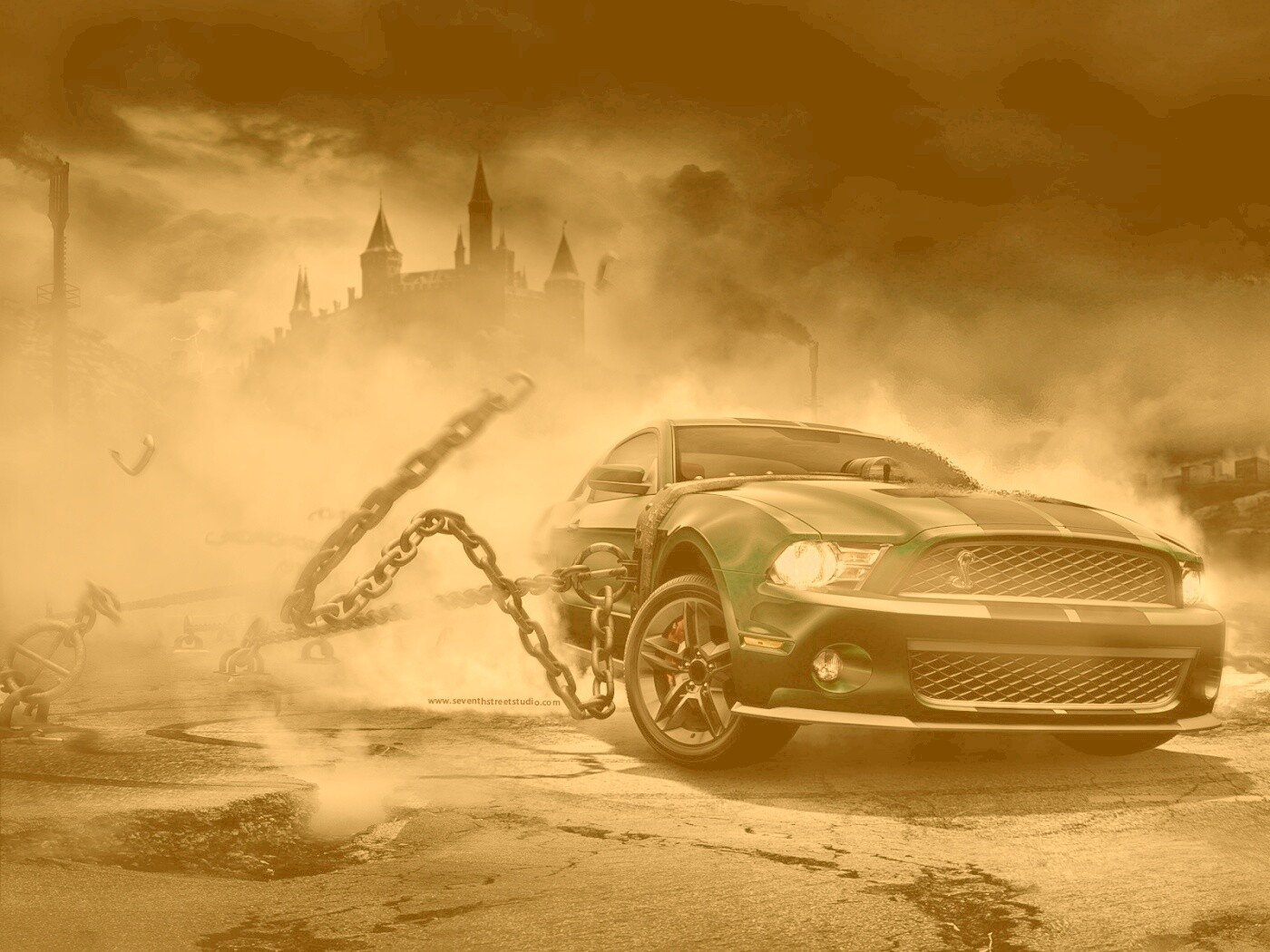 Ford Mustang рвёт цепи обои