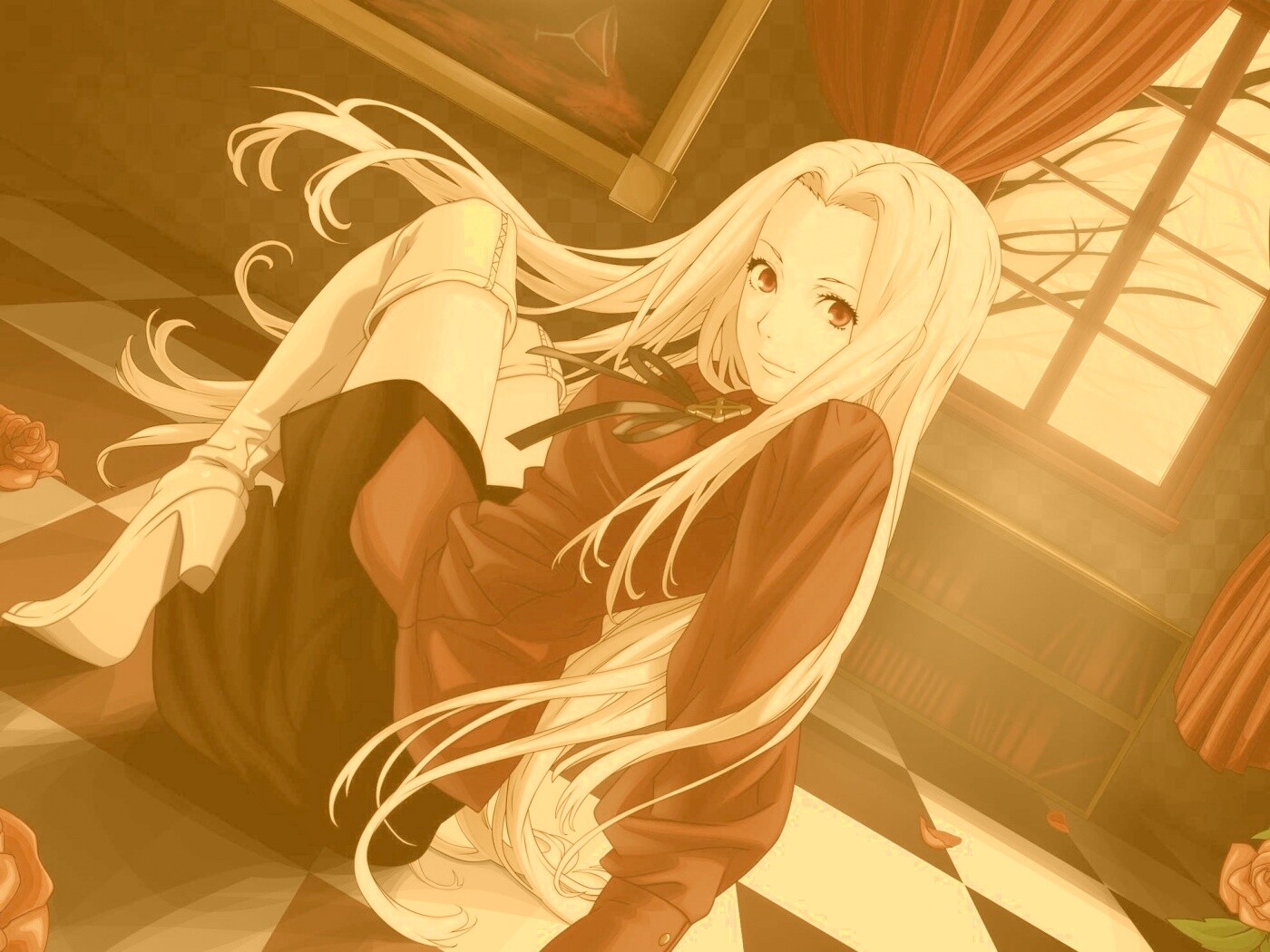 Блондинка в белых сапогах обои