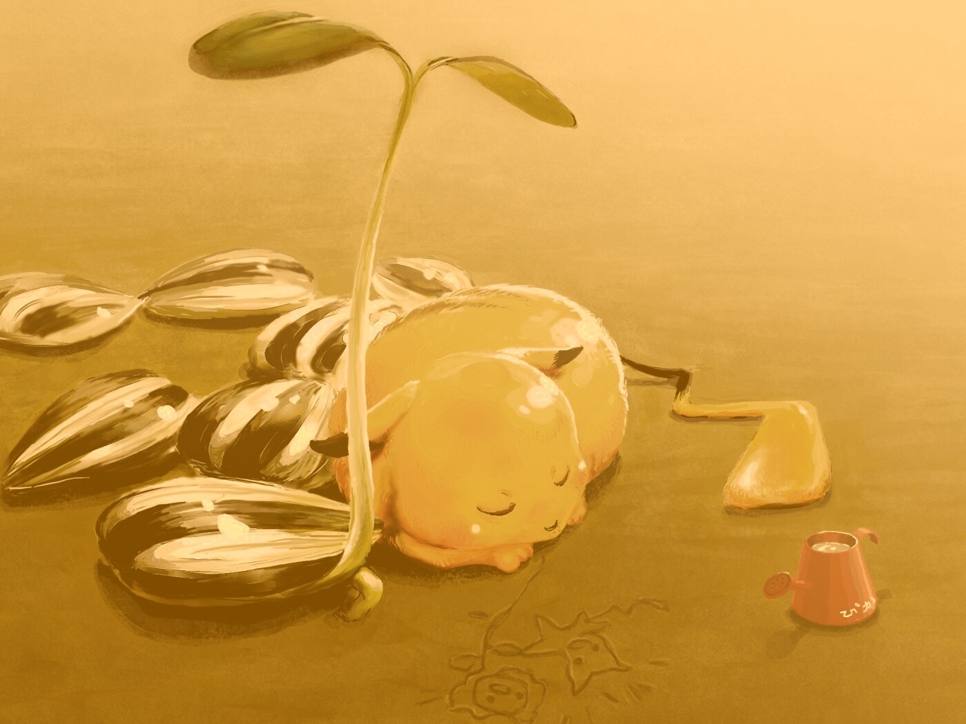 Пикачу отдыхает обои