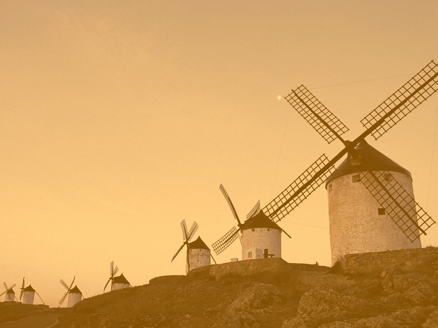 Пейзаж из ветряных мельниц обои