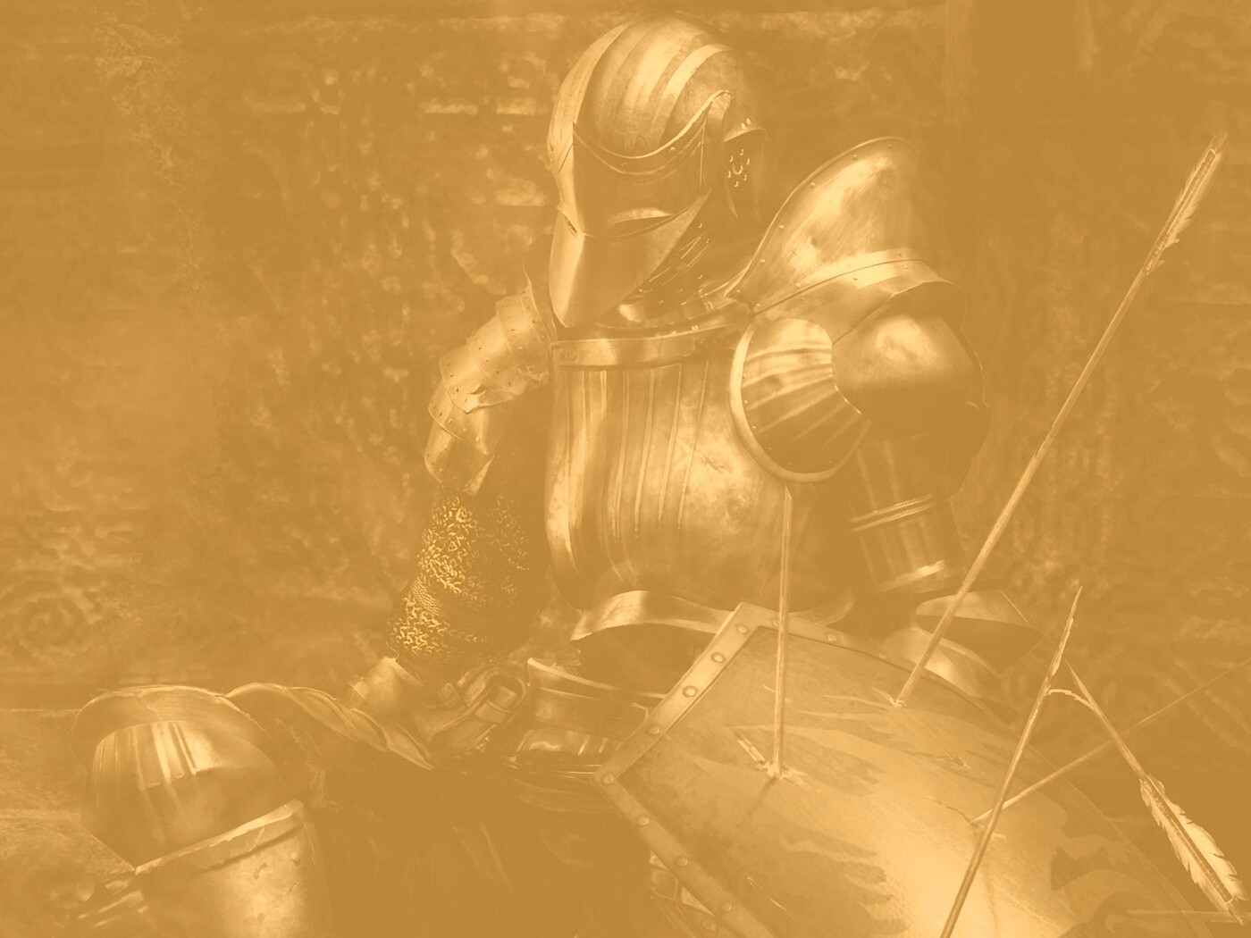 Поверженный рыцарь в доспехах обои