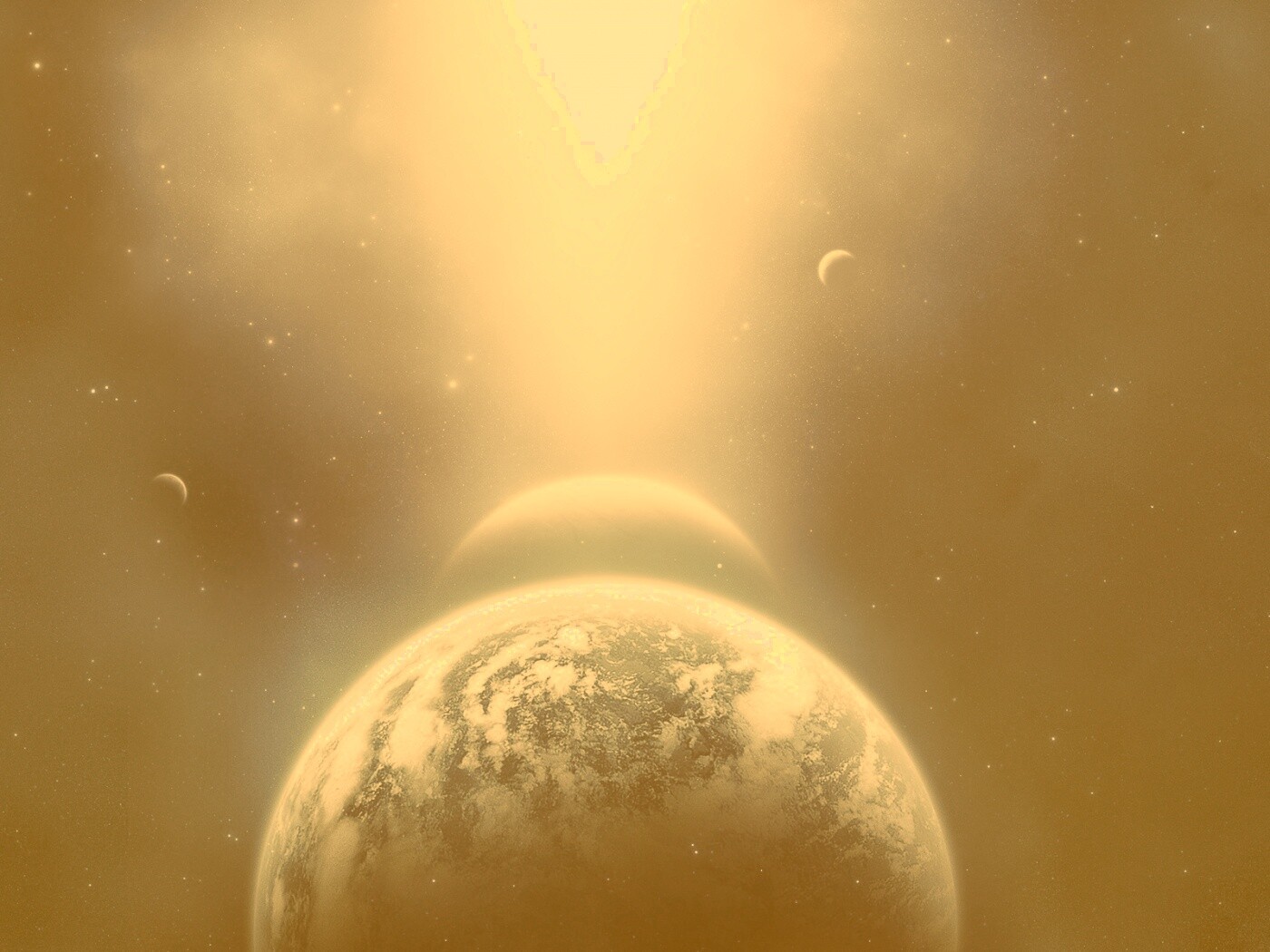 Свет звезды падает на планету обои