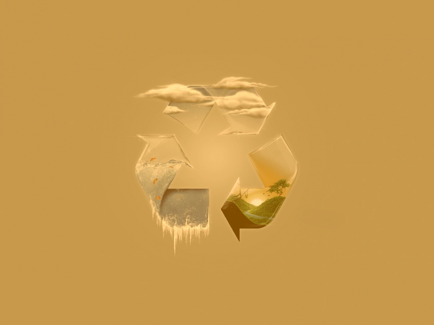 Круговорот воды в природе в значке переработки обои