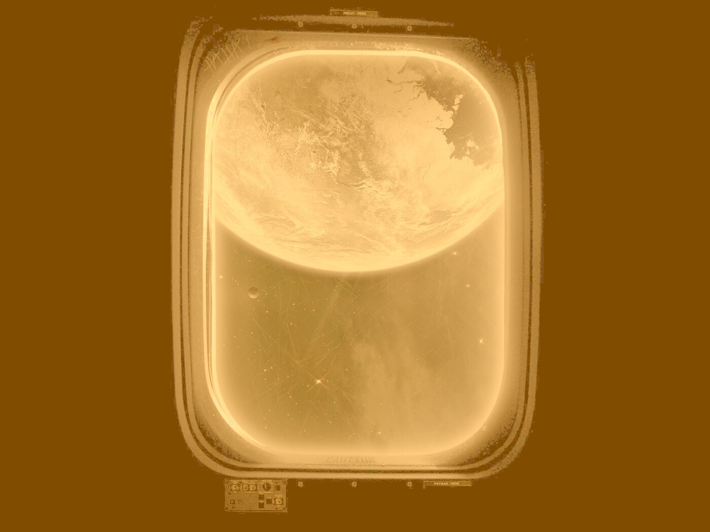 Вид на Землю из иллюминатора космической станции обои