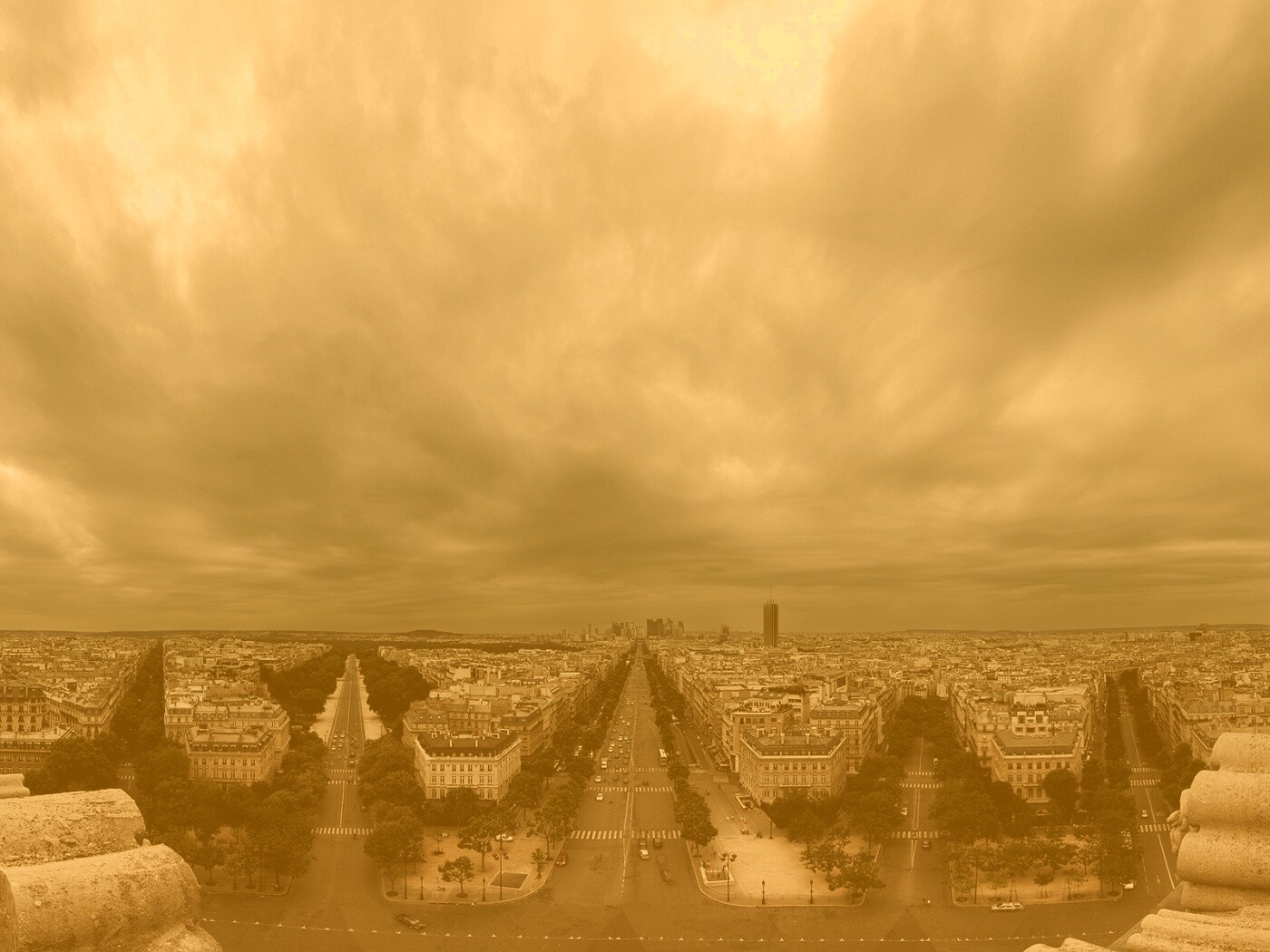 Париж широкоугольным объективном обои