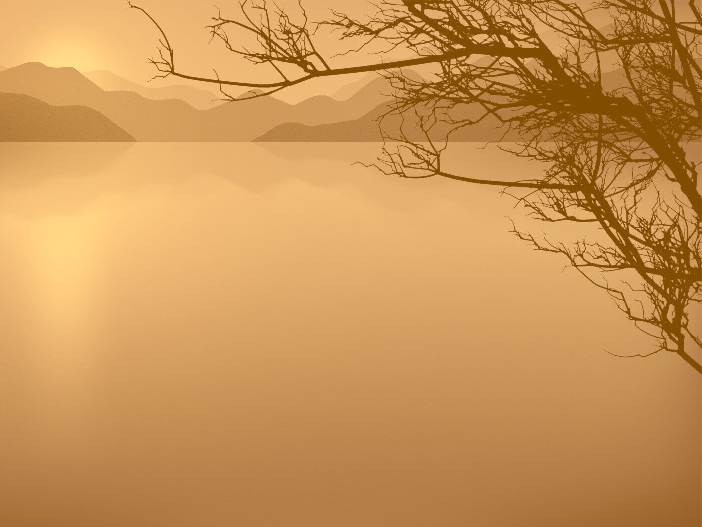 Ветка над вечерним озером обои