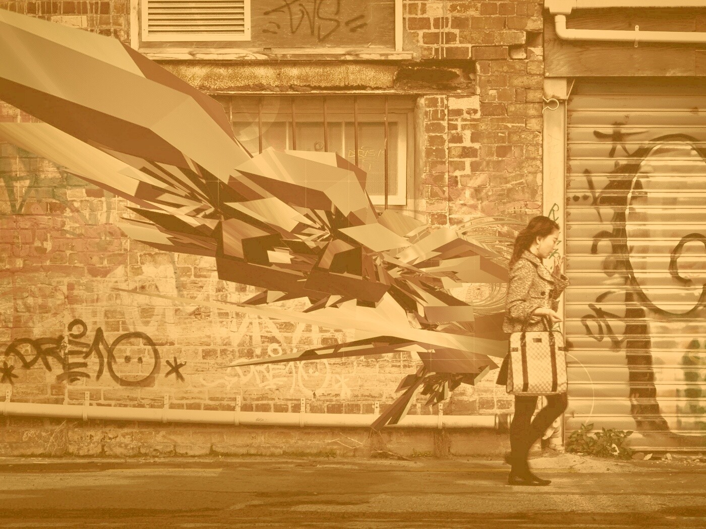 3D граффити на стене обои