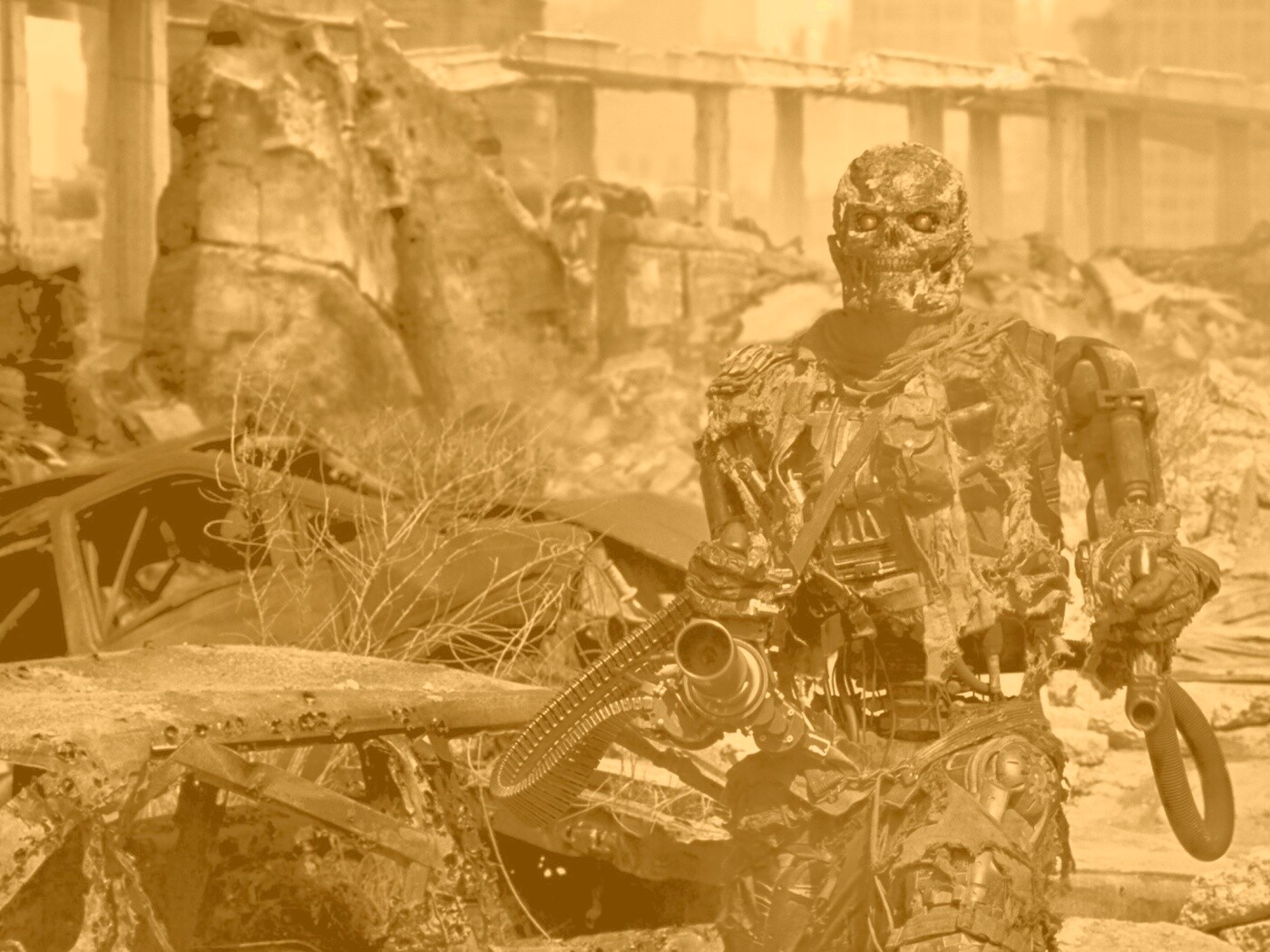 Терминатор на развалинах обои