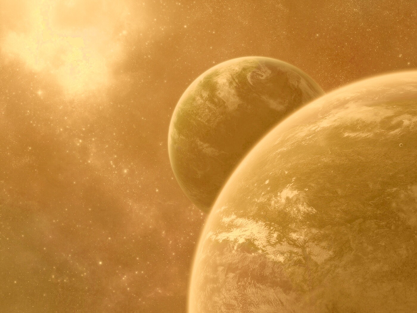 Две планеты в космосе обои