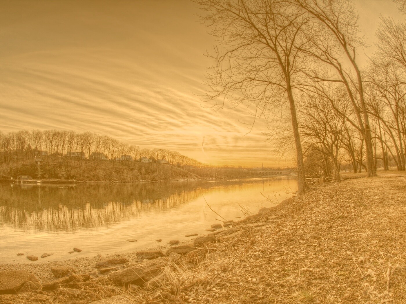 Осенний закат обои