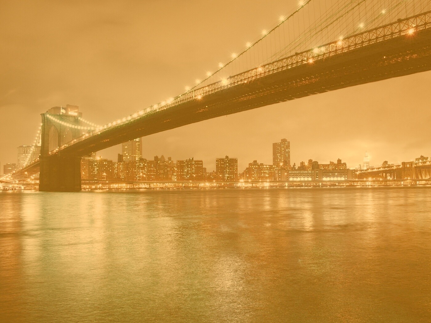 Мост в огнях обои