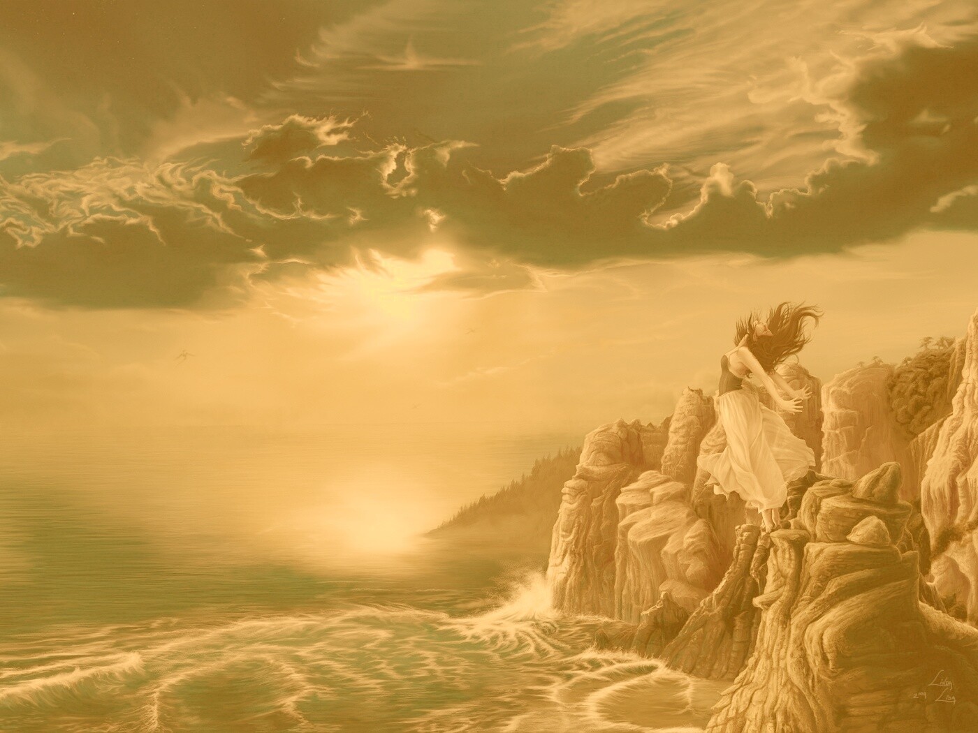 Прыжок с обрыва обои