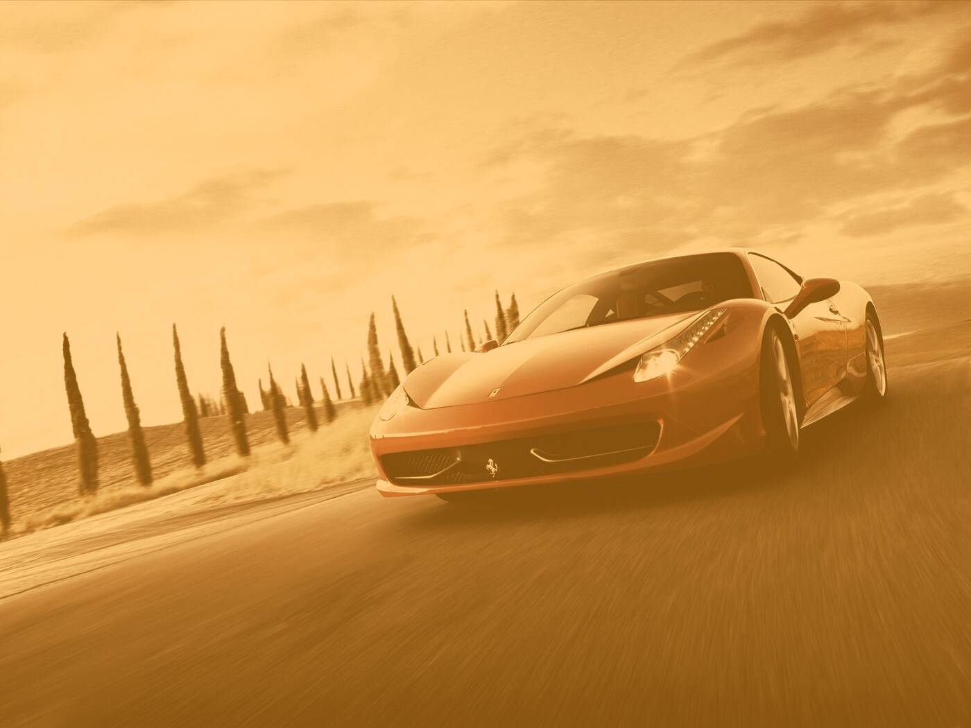 Красная Феррари на трассе обои