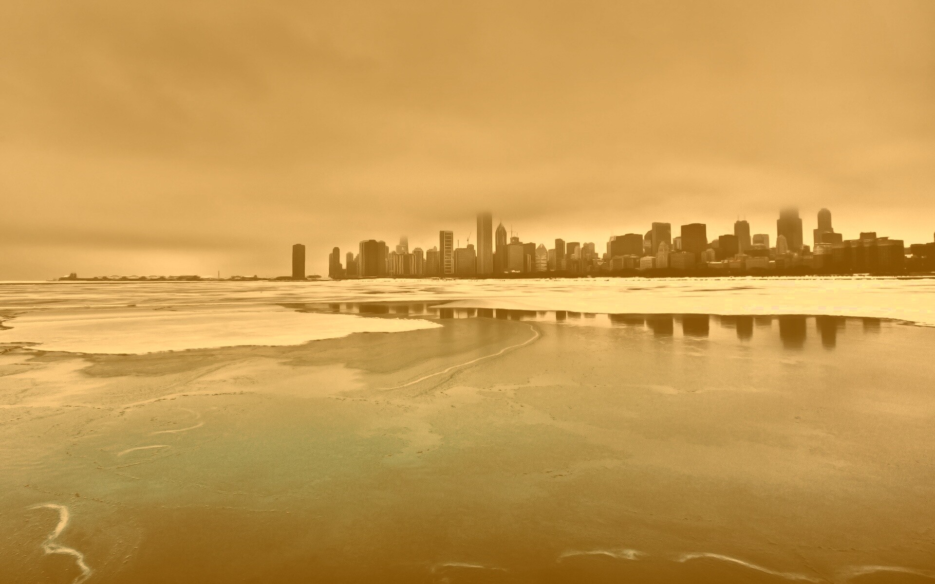 Зимний город обои