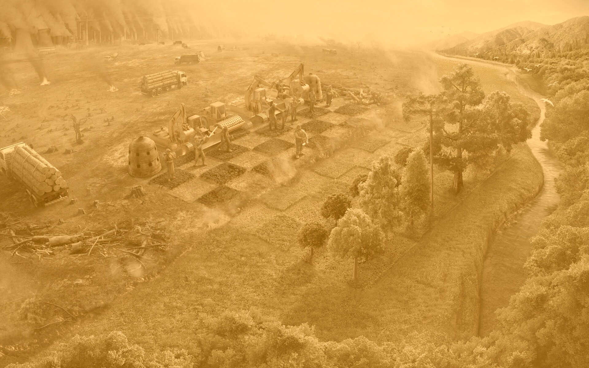 Цивилизация против природы обои